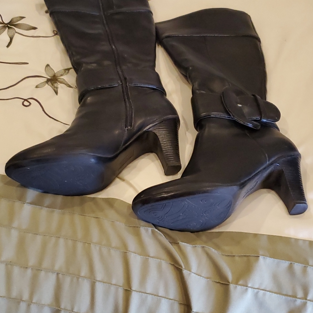 Vivica knee high boot with great buckle accent